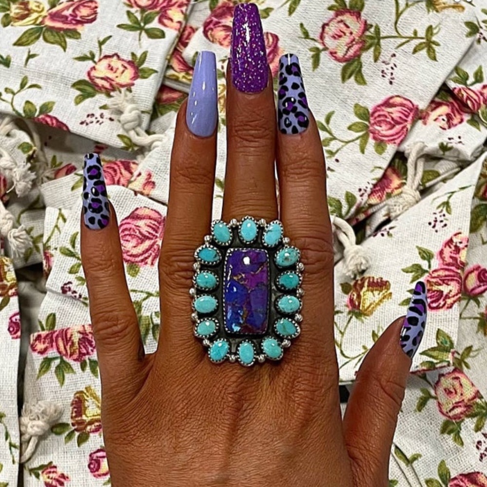 M&S sterling silver w/purple Mojave/Turquoise ring